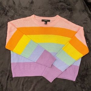 Rainbow cropped knit sweater size L